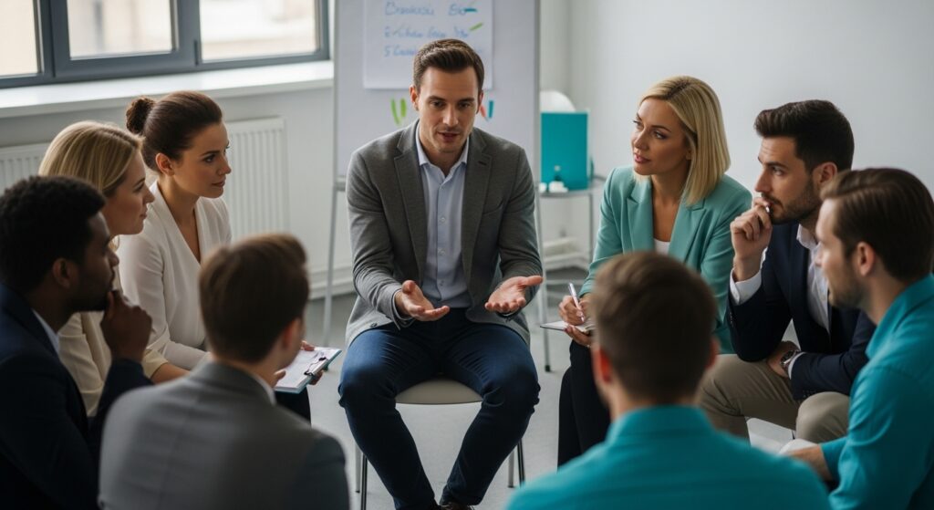 coachend leiderschap team meeting